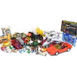 A collection of toys, comprising Meccano, Corgi Auto City, battery operated Dalmatian magic dog, Rob