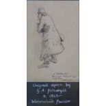 Attributed to Fothergill. Figure of a gentleman, mixed media, signed, titled to the mount, 14cm x 9c