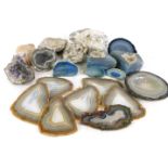 A group of semi-precious stones, amethyst, geodes, etc. (1 tray)
