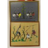 Aboriginal school after Elioy and Alovna, figures, prints, 23cm x 29cm, framed and glazed. (2)