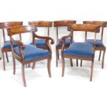 A set of six 19thC mahogany dining chairs, each with a ail back and a drop in seat s, to include two