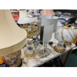 Various decorative table lamps, pair of ceramic baluster stem, chrome and brass finish lamps, etc. (