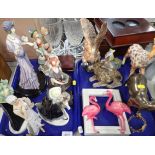 Decorative 1950s and later style figures, animal ornaments, bronzed effect bear, etc. (2 trays)