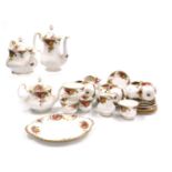 A Royal Albert porcelain Old Country Roses pattern tea and coffee service, comprising pair of teapot