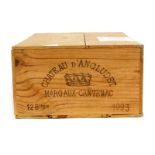 A case of twelve bottles of Chateau d'Angludet Margaux Cantenac 1993.