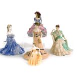 Five Coalport porcelain figures, comprising Magnolia Parade, Victoria Gardens, Linda, Covent Garden