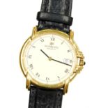 A Raymond Weil 18ct gold plated cased gentleman's wristwatch, circular dial bearing Roman numerals,