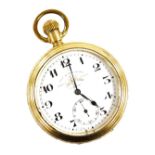 An early 20thC Thomas Russell & Son of Liverpool gentleman's gold plated pocket watch, open faced, k