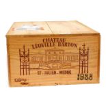 A case of twelve bottles of Chateau Leoville Barton St. Julien Medoc 1988.