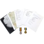 A World War I pair of medals, comprising Great War and Victory medals, named to Pte. T.W.Harris, 15-