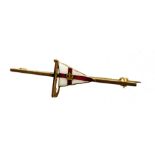 A 9ct gold and enamel pennant bar brooch, 2.9g.