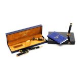 A Waterman Ideal cartridge pen, with gold detailing, and 18ct gold nib, cased with spare nib, togeth