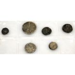 Six various silver medieval period coins. (AF)