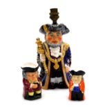 A Wedgewood and Company pottery character table lamp, modelled as Ye Olde Town Hall Lord Mayor, 26cm