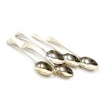 A set of five Victorian silver Old English pattern teaspoons, monogram engraved, Goldsmith Alliance