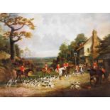 After Dean Wolstenholme Snr (British, 1757-1837), The Essex Hunt at Epping, coloured print, 85cm x 9