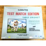 A Subbuteo Test Match edition table cricket, incomplete, boxed.