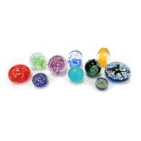 Various glass paperweights, to include Millefiori paperweight with a central design of radiating flo