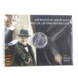 A Royal Mint Sir Winston Churchill UK twenty pound fine silver coin 2015.