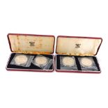 Two cased sets of silver proof Malaysian coins, issued by The Royal Mint, dated 1976, 25 Ringgit and