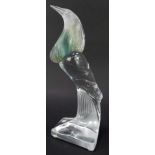 A Daum France frosted and clear glass sculpture, modelled as a bird of paradise, signed, 31cm high.