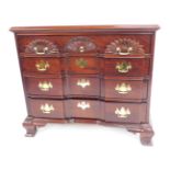 A 20thC American mahogany chest, stamped Thomasville, the top with a moulded edge, above four invert