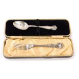 A cased presentation silver teaspoon, of Neo Classical swag design, and a King's pattern silver pick