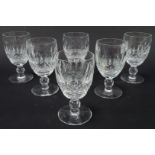 A set of six Waterford crystal Colleen pattern claret glasses, 12cm high.