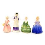 Four Royal Doulton ladies, comprising Anna, 15cm high, small Marie, 12cm high, Belle HN2340, and Tin