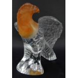 A Daum France frosted and clear glass sculpture, modelled as an eagle, signed, 20cm high.