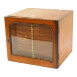 A 19thC mahogany collector's case, containing microscopic slides, flora fauna and insects, each in t