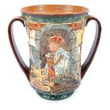 A Royal Doulton pottery relief moulded loving cup, to commemorate the reign of Edward VIII, limited