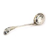 A Victorian silver sifter spoon, fiddle pattern top, bearing initials JRM, London 1793, 1.78oz.