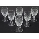 A set of six Waterford crystal Colleen pattern short stem wine glasses, 11cm high.