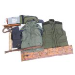 A quantity of shooting related items, to include bore cleaner, shot gun patches, jackets, leather ca