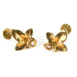 A pair of leaf earrings, each designed as a five point leaf, with screw back, 2.6g.