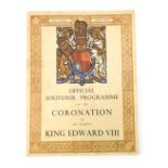 An Edward VIII proof Coronation programme for 1937, together with a letter from the King George's Ju