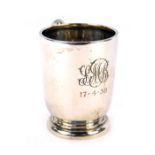 A George VI silver christening cup, initialled LMB and dated 17-4-38, Sheffield 1937, 2.20oz.