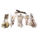 A set of W M Rodgers white metal cutlery, each with a floral fluted top, to include teaspoons, table