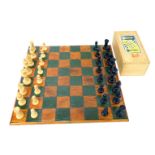 A Staunton style wooden chess set and board, board 40cm x 40cm.