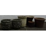 A collection of reconstituted stone and glazed planters. (5)