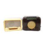 A Bush DAC 90A brown Bakelite cased radio, 29cm wide, together with an Ultra cream cased radio. (2)