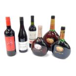 Six bottles of wine, to include Reserve de la Soreen 2016, three bottles of Mateus Rose, etc.