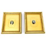 19thC School. Two portrait miniatures, depicting male and female subjects in Victorian dress, 4cm x