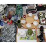 Various drinking glasses, novelty Sylvac jars and covers, for tomato, beetroot, apple sauce, celery,