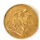 A Queen Victoria full gold sovereign dated 1901.