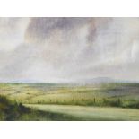Edward Emerson (20thC). Country landscape, pastel, signed, 86cm x 51cm, label verso.