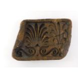 A 19thC wax architectural plaster mould, for acanthus leaves and scrolls, etc., 31cm x 24cm.