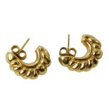 A pair of 9ct gold hoop earrings, with butterfly backs, 3.8g.