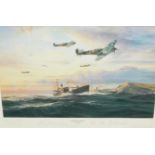 Robert Taylor. Return of the few, coloured print signed by the artist and four World War II fighter